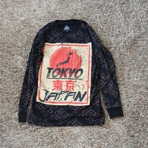 Black Long Sleeve Tokyo Graphic Shirt